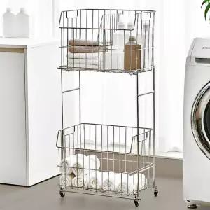 304 올스텐 이동식 세탁 빨래바구니 2단 기본