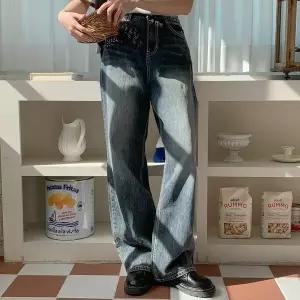 [하프클럽/]메로미 여성 청바지 레트로 워시드 스프링 스티치