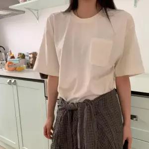 [하프클럽/]오버핏반팔티 순면 포켓 무지검정티 여자편한옷