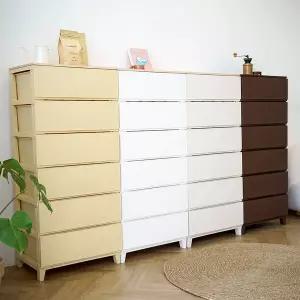 에버 라탄 6단 서랍장 와이드형 우드상판 550 플라스틱 수납장 서랍장 와이드형