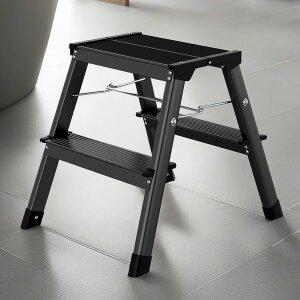 [밀스원]루페 프리미엄 가정용 접이식 알루미늄 2단 사다리 블랙에디션