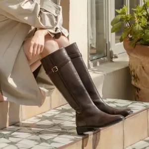 SOVO 켄지 스퀘어 단화 롱부츠 3cm