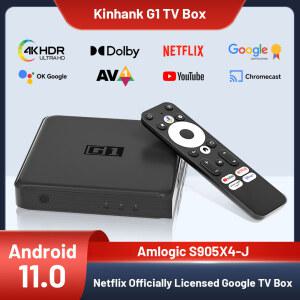 셋톱 박스 KINAHNK G1 스마트 TV 넷플릭스 구글 안드로이드 11 시스템 돌비 비전 및 오디오 AV1 와이파이 6 4K 60fps