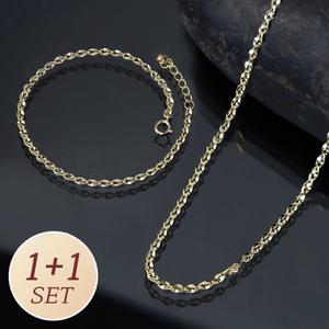 주리에떼 14K 18K 목걸이 팔찌 세트 로즈골드 데일리 심플 리아 금 체인 목걸이 체인 팔찌 여자친구 선물