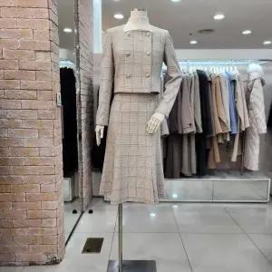 [JJ JIGOTT]JJ지고트 울 배색 스퀘어넥 크롭 재킷 GMCA0JK53_DG