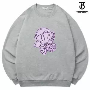 [하프클럽/탑보이]특양면 스냅백돌 프린팅 맨투맨