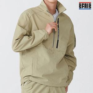 스프리스 남성 방수 지퍼 아노락 점퍼 베이지
