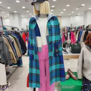 [베네통]나나 체크 데님 롱코트 BACTA1511_IC