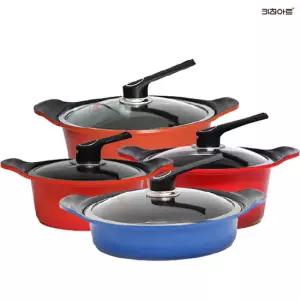 키친아트 S100G 주물냄비 세라믹코팅 냄비세트 4종D 양20+24+전24+곰28