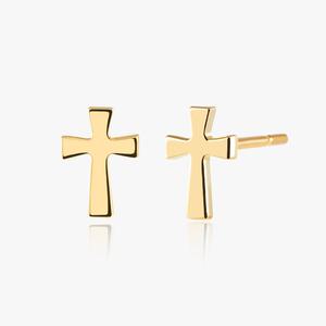 [엘렌쥬얼리]14K 심플 십자가 금 귀걸이