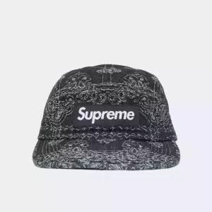 슈프림 패치로고 반다나 자카드 데님 공용 캠프캡 SS25H86 INDIGO