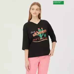 베네통 카야 린넨 티셔츠 BATS63431