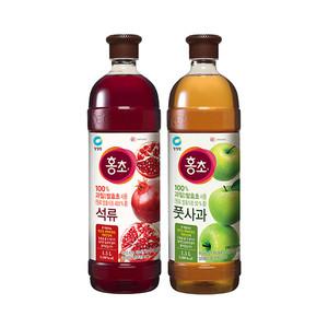 청정원 홍초 석류(기능성) 1.5L, 1개 + 풋사과(기능성) 1.5L, 1개