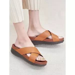 [하프클럽/]국내제작 크로스 스트랩 슬리퍼 5cm_25S196