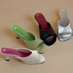 여성 꼬임 디자인 오픈토 로우 힐 샌들