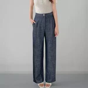 여성 링클프리 여름용 데님 핀턱 롱 와이드 스판 쿨 진
