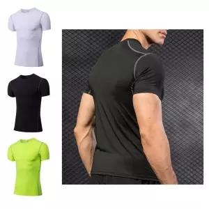 남성 무지 머슬핏 헬스 반팔티 라운드 형광 블랙 흰색