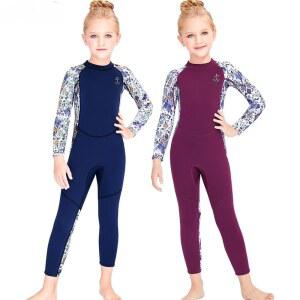 어린이용 따뜻한 원피스 잠수복, 긴팔, 추위 방지, 가을 및 겨울 수영복, 2 5mm,