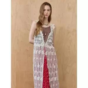 [하프클럽/]보헤미안 시스루 레이스 레이어드 롱 베스트