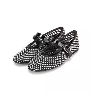 바바라 그물망사 큐빅 여성플랫 1cm_BBI130