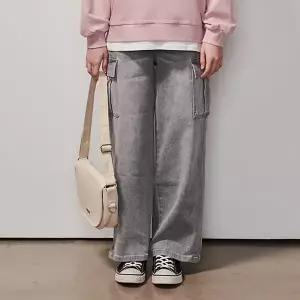 [에꼴리에] 여자 봄이월 스톤스레이 와이드카고진(25A1255)