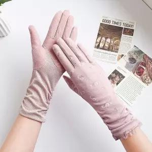 여성 운전 나들이 운동 자외선차단장갑 레이스 주름 긴 장갑