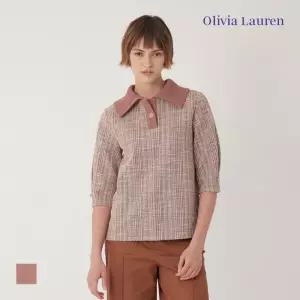 [올리비아로렌] 트위드 블라우스형 티셔츠_VOCAL3F7311