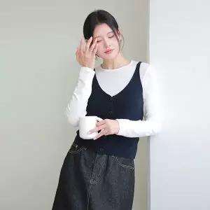 [르포엠]카밀리 세미 크롭 니트 뷔스티에 3종세트