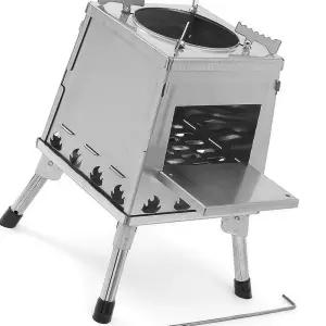 HGE 이동식 불멍 난로 접이식 장작 화로대 26X34 실버 소형 나무 난로 화목 화롯대 야외 숯불 화덕