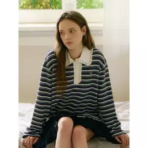 [올리브데올리브](신세계 사우스시티)레이스 카라 스트라이프 티셔츠 OE5AE823