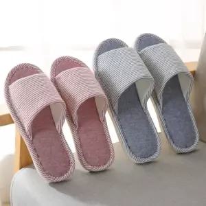 스트라이프 코튼 앞트임 실내화 핑크 50mm) 사무실 층간소음방지실내화