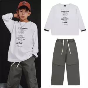 [AK수원점] [블루테일] 배색 화이트 티셔츠 상하세트 AZG7TS01WT / AZG7PT05KK