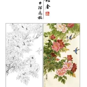 교실 국화 민화 그리기 수묵화 화 동양화 재료 스캐치