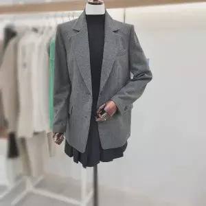 [비지트인뉴욕]카라배색 모혼방싱글투버튼자켓 VBAJK90_US