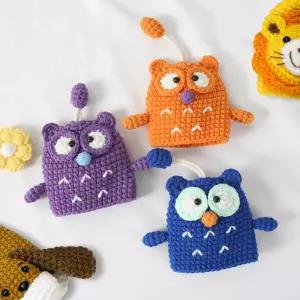 오월 동물 뜨개 차키 케이스 귀여운 캐릭터 자동차 키 커버 모양 스마트키 홀드 차키 홀더