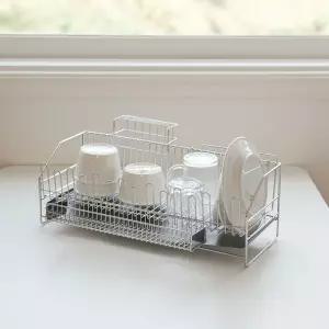 인블룸 스텐 304 심플 식기건조대 풀세트 1단 (수저통+도마걸이+칼꽂이포함)