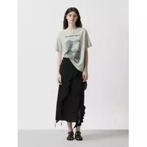 [ZOOC](천안아산점)언밸런스 러플 패널 스커트 Z253MSD009