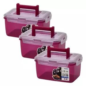 코멕스 뚜껑이 더 튼튼해진 김치통 마젠타 2.4L X 3개