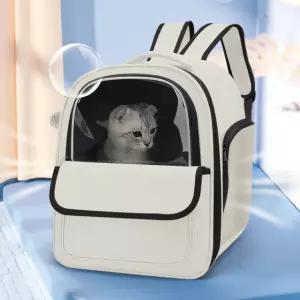 메일켓 반려동물 통풍 투명창 대용량 이동식 백팩 화이트