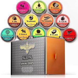 칵테일 스모커 & 위스키 스모커를 위한 아이존 우드 칩 12가지 맛 천연 칩, 남편 아버지의 선물 스모크 건 음료 음식