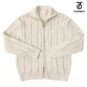 [탑보이]남녀공용 투웨이 소프트 울 꽈배기 니트 집업 가디건 (WI006)