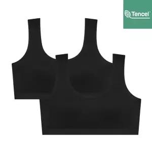 수아팜 [정상가 49800원] 주니어 3단계 순수 모달 스포츠 브라 2매 세트_블랙