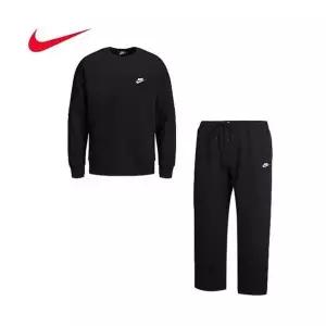 [나이키] 프렌치 테리 맨투맨일자팬츠세트 HQ 블랙 국내