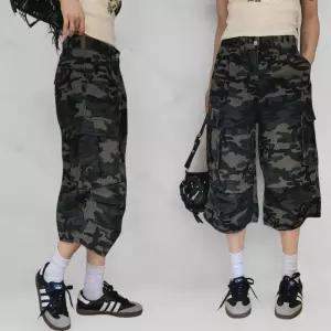 여성 힙무드 카모플라주 카고 반바지