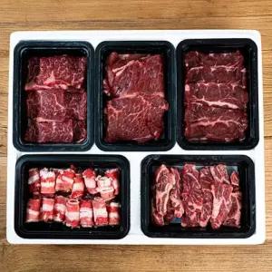 호주산 미국산 소고기 두근 세트 5종 1.2kg 호주산 부채살 미국산 갈비살 살치살 호주