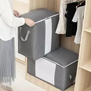 [룰루홈]대용량 리빙박스 그레이 네이비 가로 세로 4개