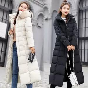 여성 슬림라인 후드 퍼 롱패딩 겨울 점퍼 아우터 3컬러