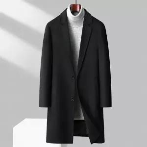 남자 가을겨울 더블 모직 롱코트 누빔안감 울 양면