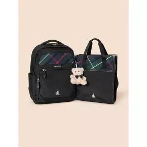 코어 체크 책가방 2SET  블랙
