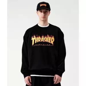 THRASHER 플레임 로고 맨투맨 블랙 339489
